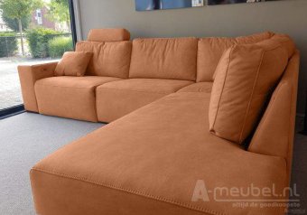 Cognac hoekbank Marle 253cm – A-meubel