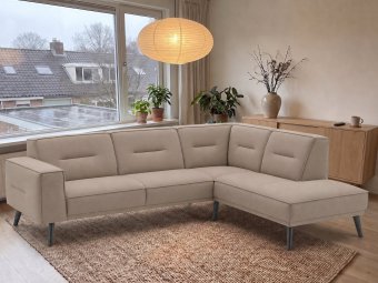 Drenthe Hoekbank in taupe – kleurimpressie