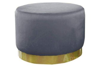 Grijze Poef Lexmond 80x47cm met spiegelrand – A-meubel