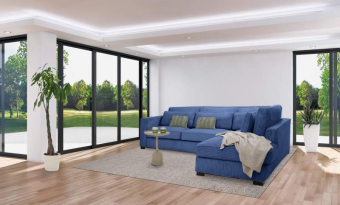 Blauwe hoekbank Almere 292cm – A-meubel