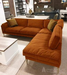 Cognac hoekbank Alverna 211cm – A-meubel