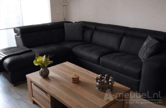 Zwarte hoekbank Harderwijk 254cm – A-meubel