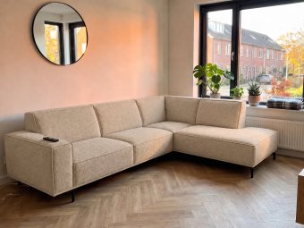 Hoekbank Huizen in beige – kleurimpressie