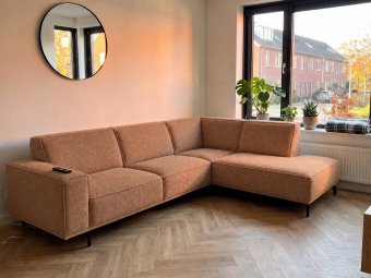 Hoekbank Huizen in cognac – kleurimpressie
