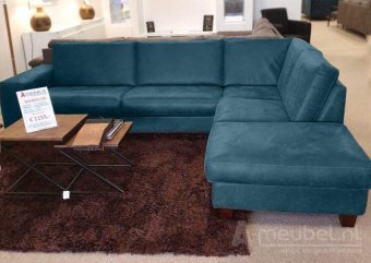 Blauwe hoekbank Maassluis 229cm – A-meubel