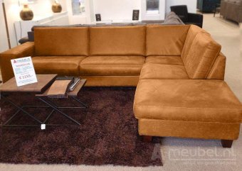 Cognac hoekbank Maassluis 229cm – A-meubel