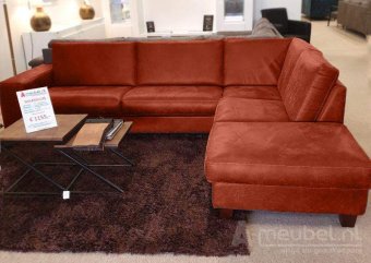 Rode hoekbank Maassluis 229cm – A-meubel