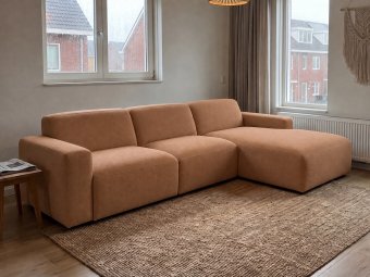 Loungebank Delft in cognac – kleurimpressie