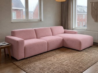 Loungebank Delft in roze – kleurimpressie