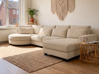 Loungebank Rond Amstelveen in beige – kleurimpressie