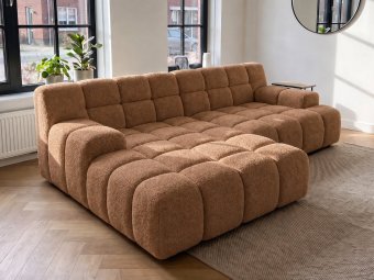 Loungebank Tiel in cognac – kleurimpressie