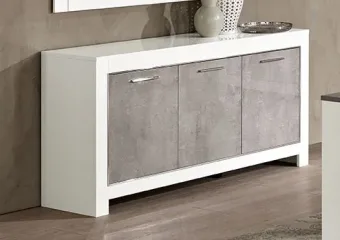 Dressoir Marknesse 3 Deurs Wit/Marmer 160cm