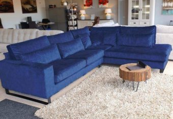 Blauwe hoekbank Naarden 265cm – A-meubel