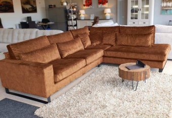 Cognac hoekbank Naarden 270cm – A-meubel