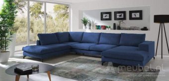 Blauwe u-bankstel Stroe 210cm – A-meubel