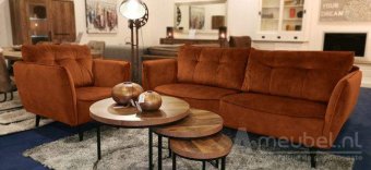Cognac bankstel Akker 177cm – A-meubel