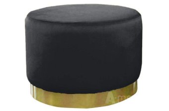 Zwarte Poef Lexmond 80x47cm met spiegelrand – A-meubel